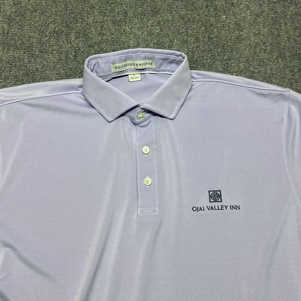 Holderness & Bourne Polo Shirt Mens Large Purple Ojai Valley Inn Golf Stretch